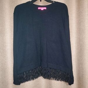 Lilly Pulitzer SZ S Black Cashmere Blend Long Sleeve Marguerite Pullover Sweater